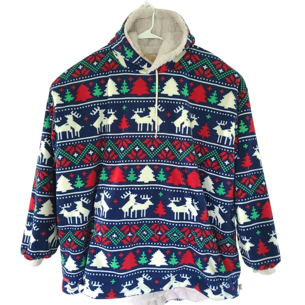 Shinesty the Caribou Lous Reversible Christmas Hoodie Unisex EXCELLENT COND O/S